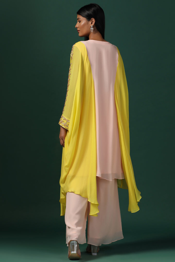 YELLOW & PINK KAFTAN SET WITH PANTS