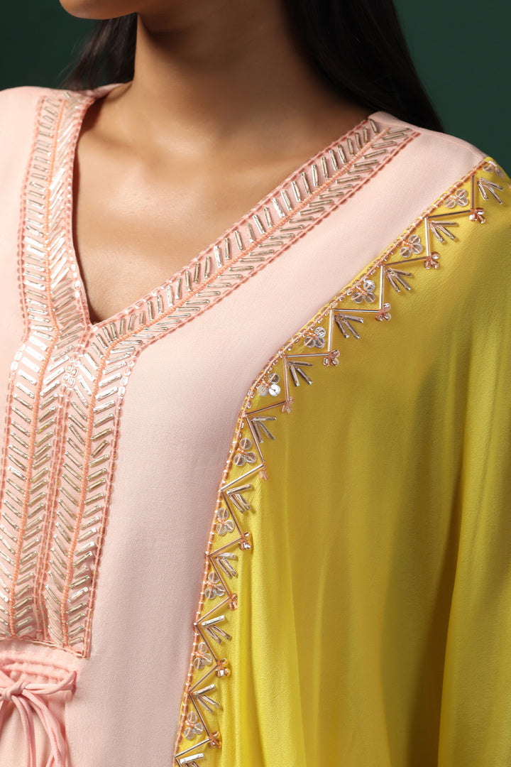 YELLOW & PINK KAFTAN SET WITH PANTS