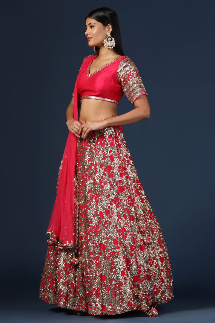 Rani Pink Embellished Lehenga Set