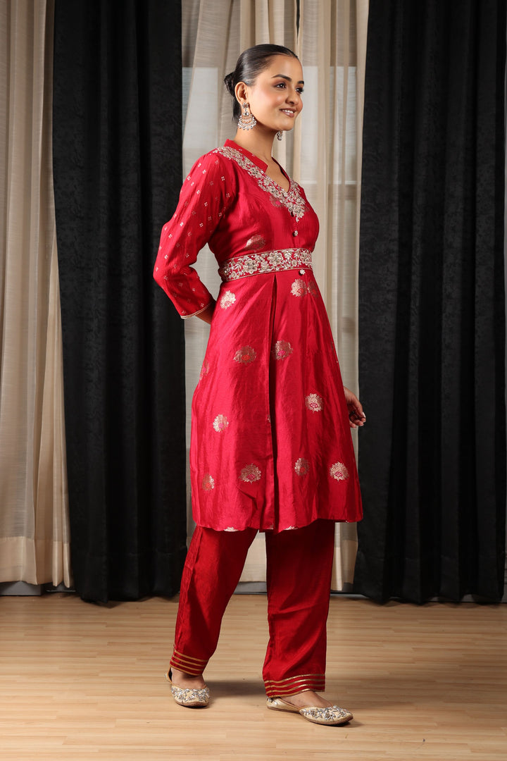 Red Embroidered Co-ord Set