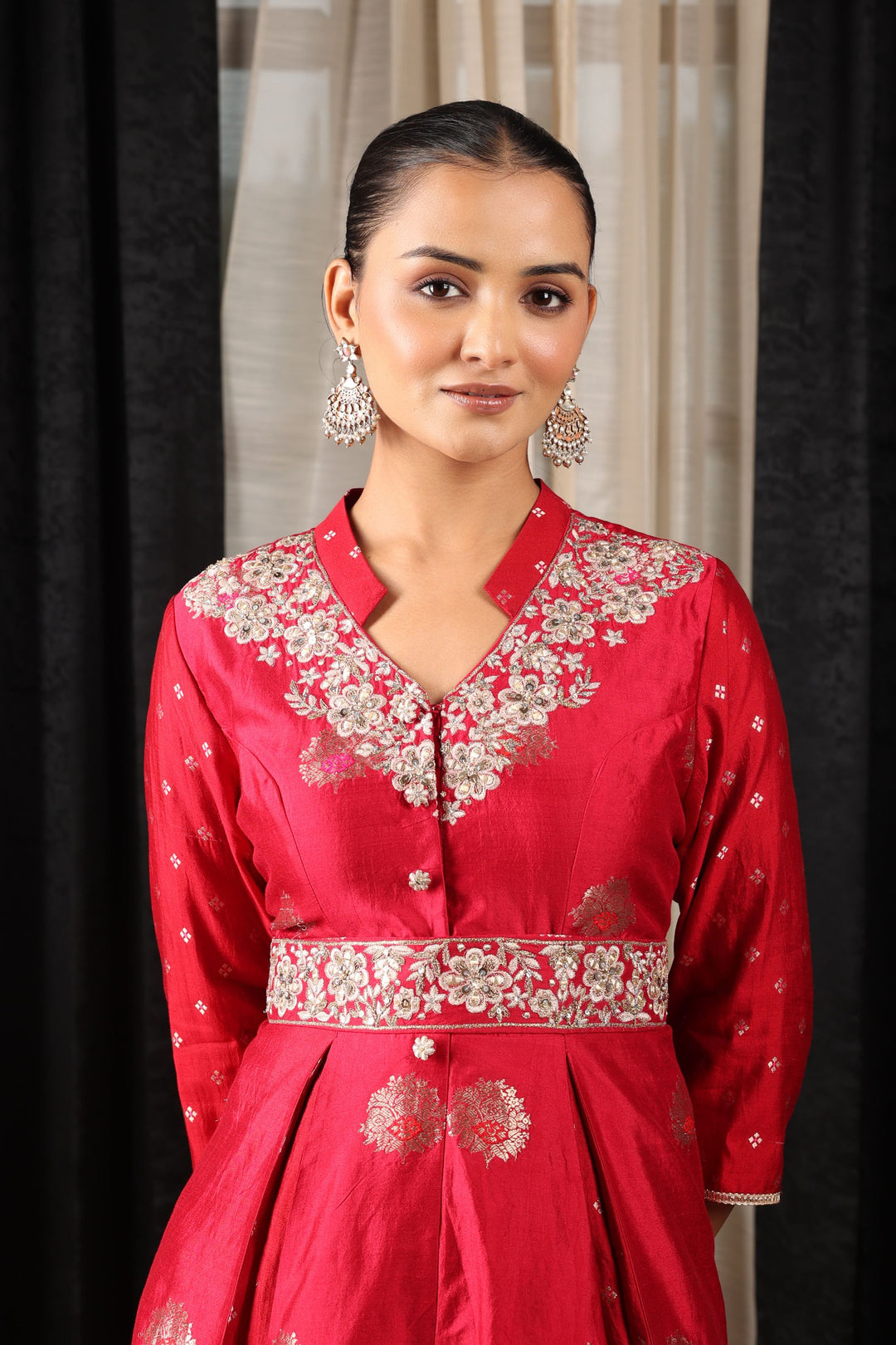 Red Embroidered Co-ord Set