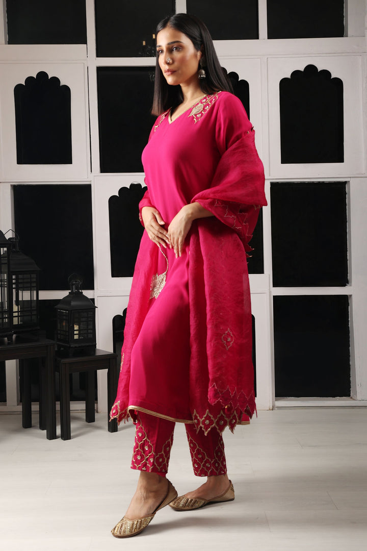 Pink Embroidered Kurta Set