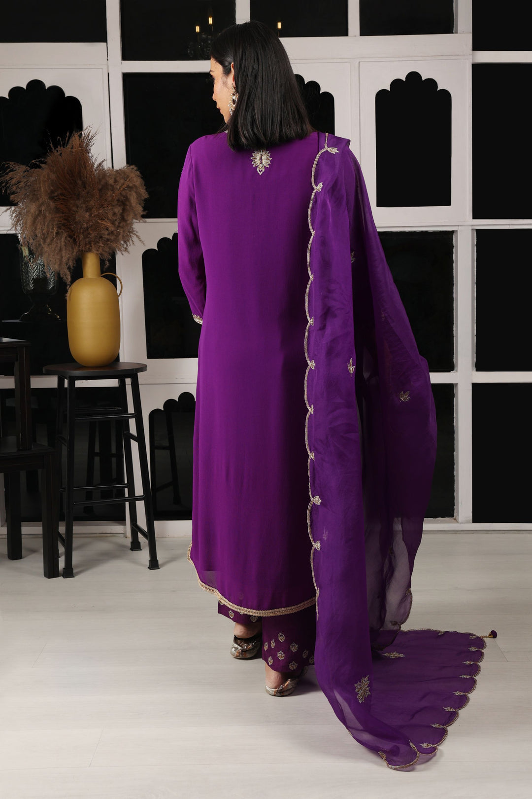 Purple Embroidered Kurta Set