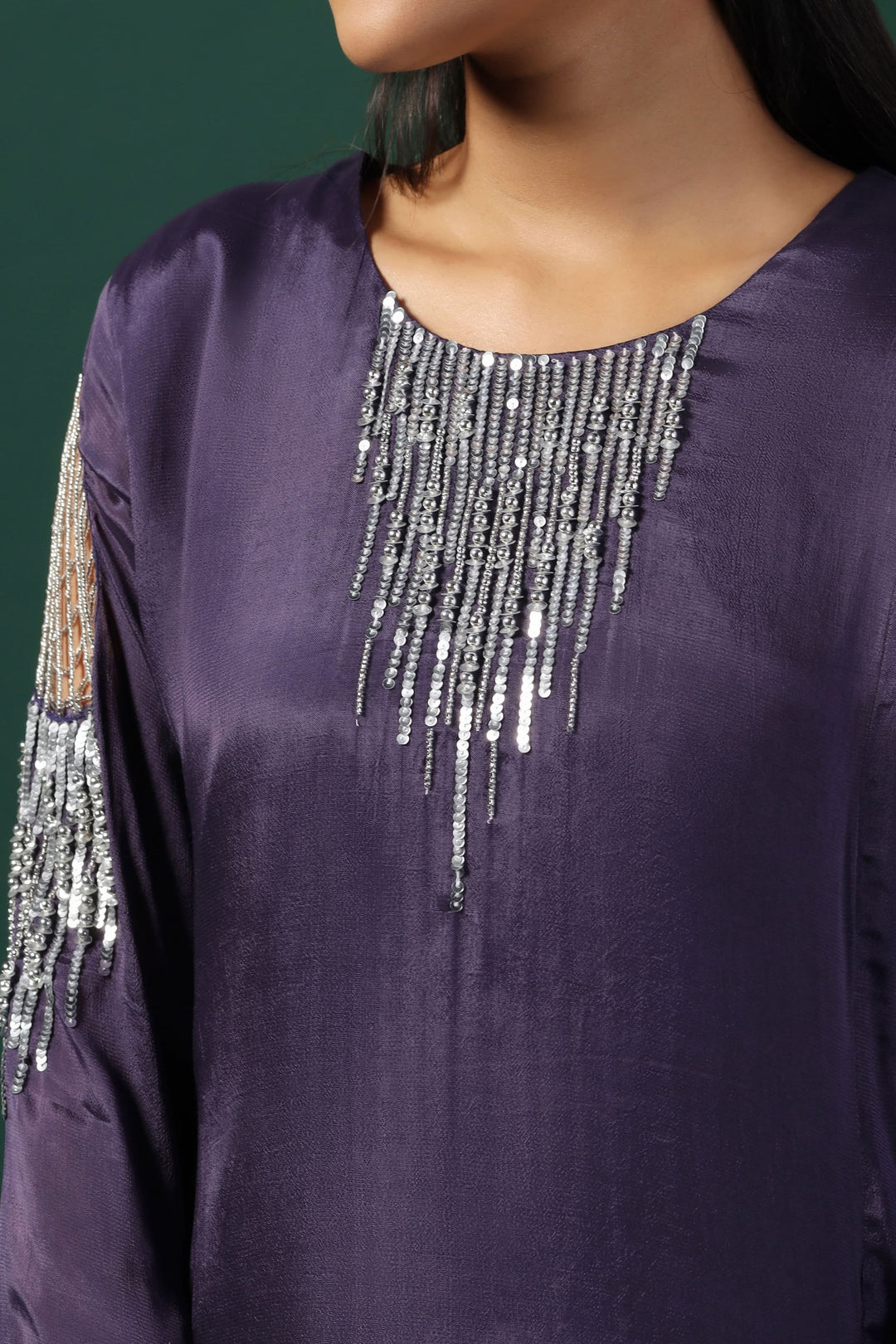 Purple Embroidered Kurta Paired with Pants