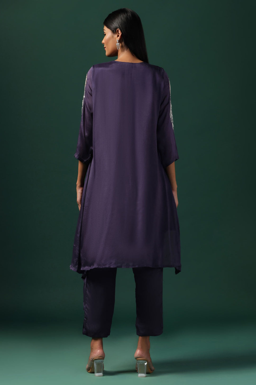 Purple Embroidered Kurta Paired with Pants