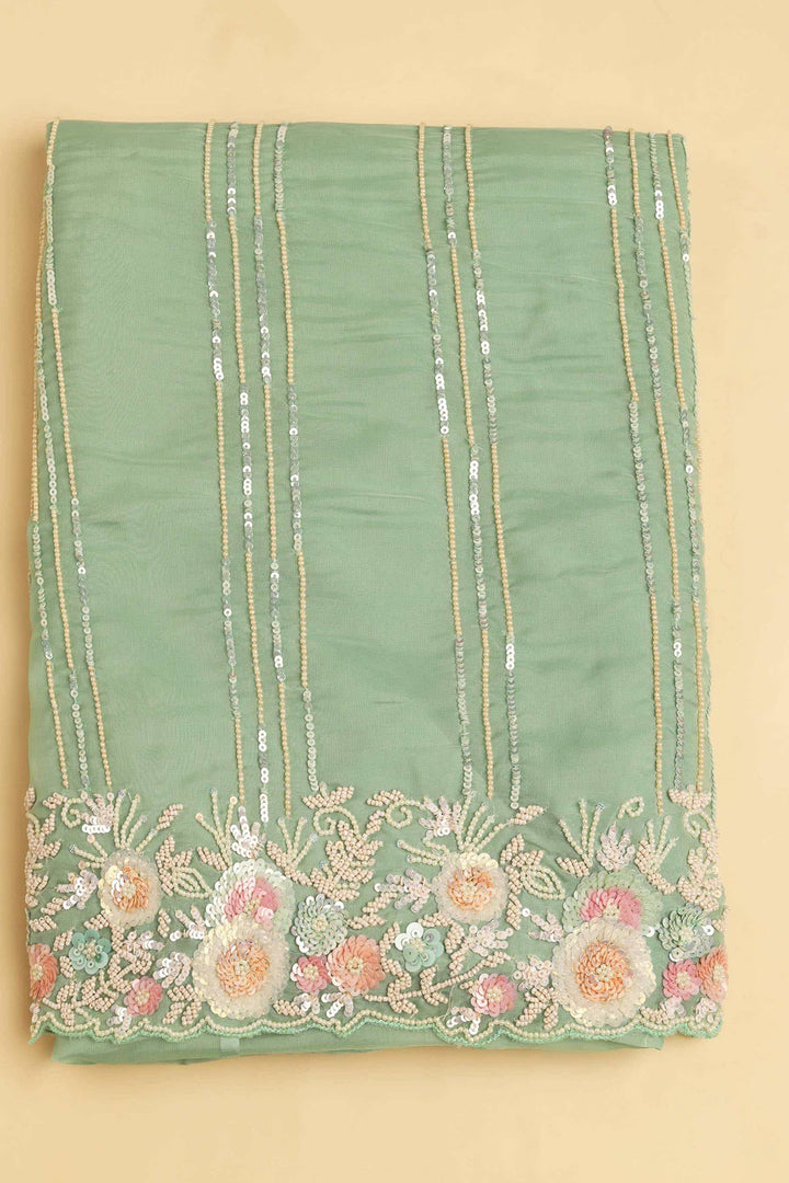 SEA GREEN UNSTITCHED SUIT WITH BOTTOM FABRIC & DUPATTA