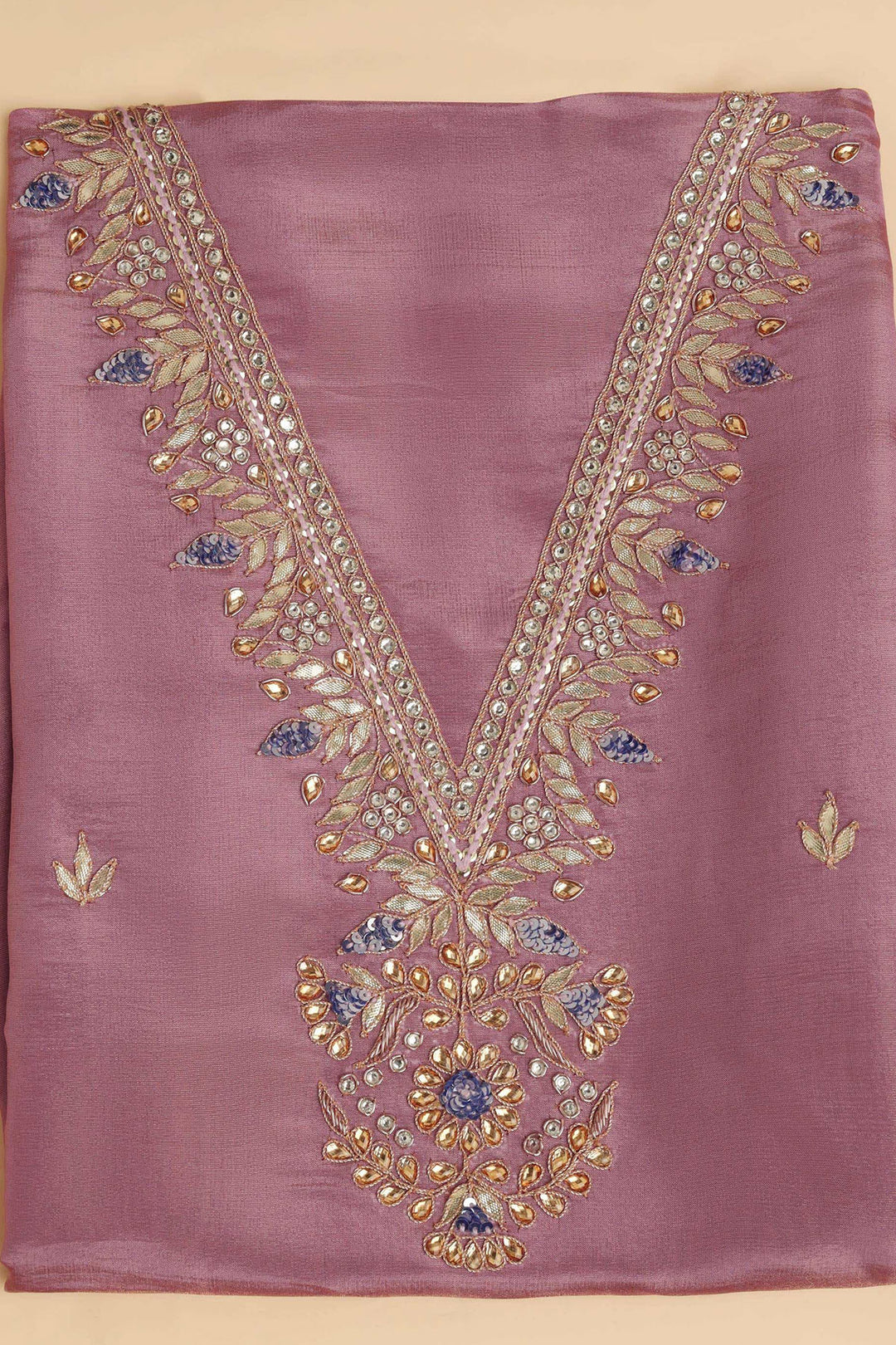 PURPLE UNSTITCHED SUIT WITH BOTTOM FABRIC & DUPATTA