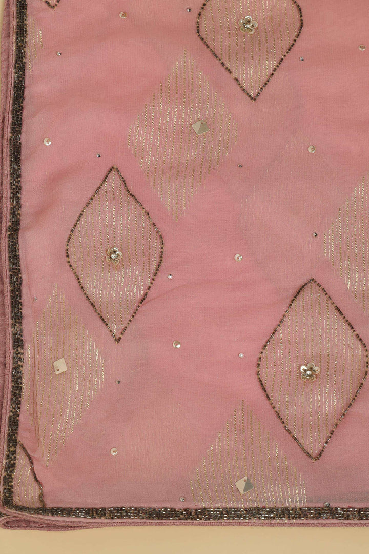 PINK UNSTITCHED SUIT WITH BOTTOM FABRIC & DUPATTA