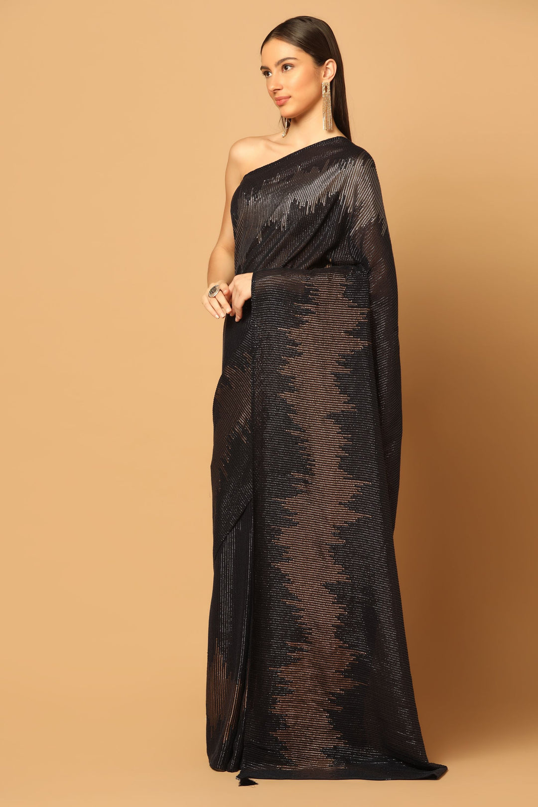 Black Hand Embroidered Sequin Saree