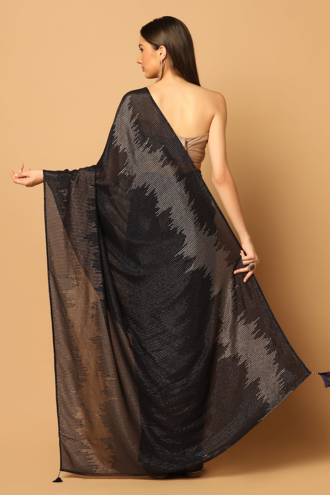 Black Hand Embroidered Sequin Saree