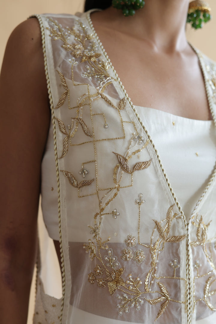 Ivory Floral Organza Cape Set