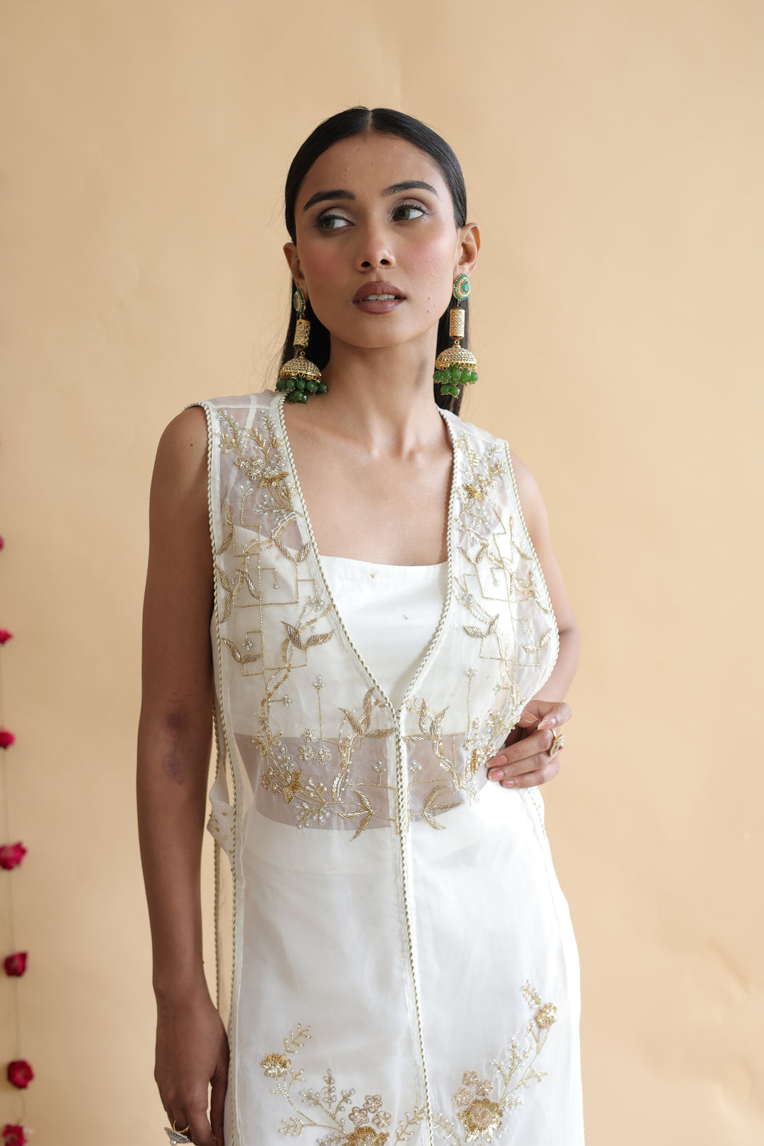 Ivory Floral Organza Cape Set