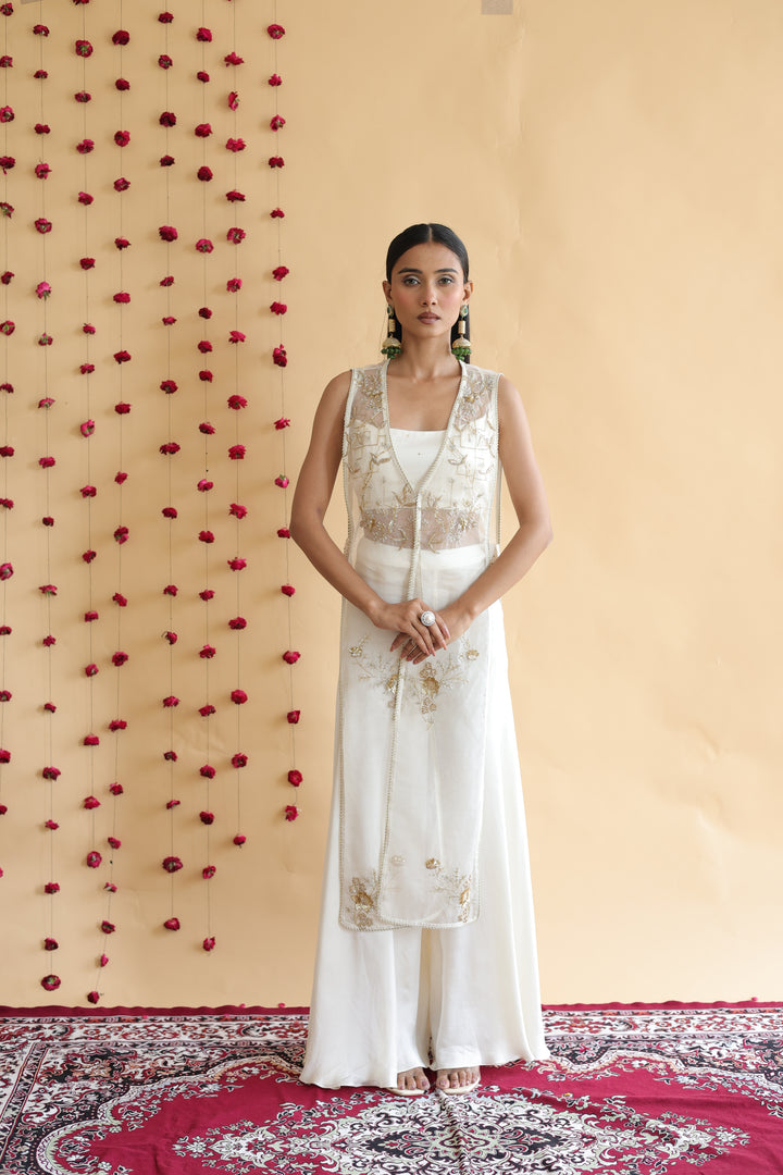 Ivory Floral Organza Cape Set