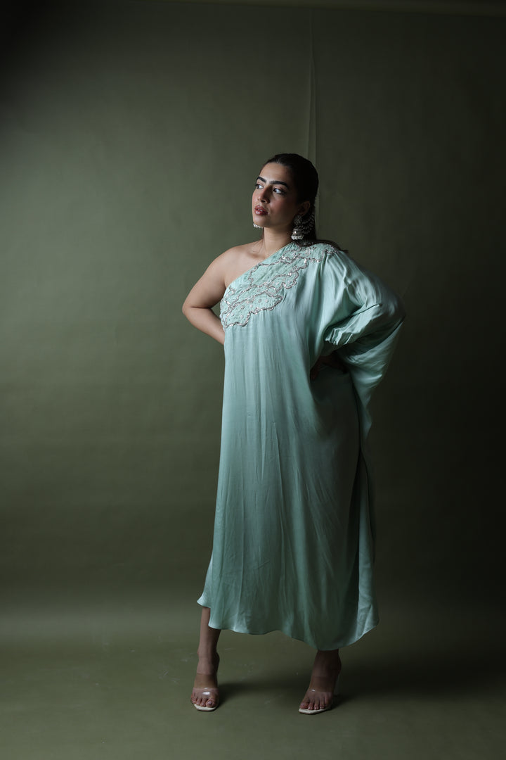 Verdant Sequin Embroidered Kaftan Dress