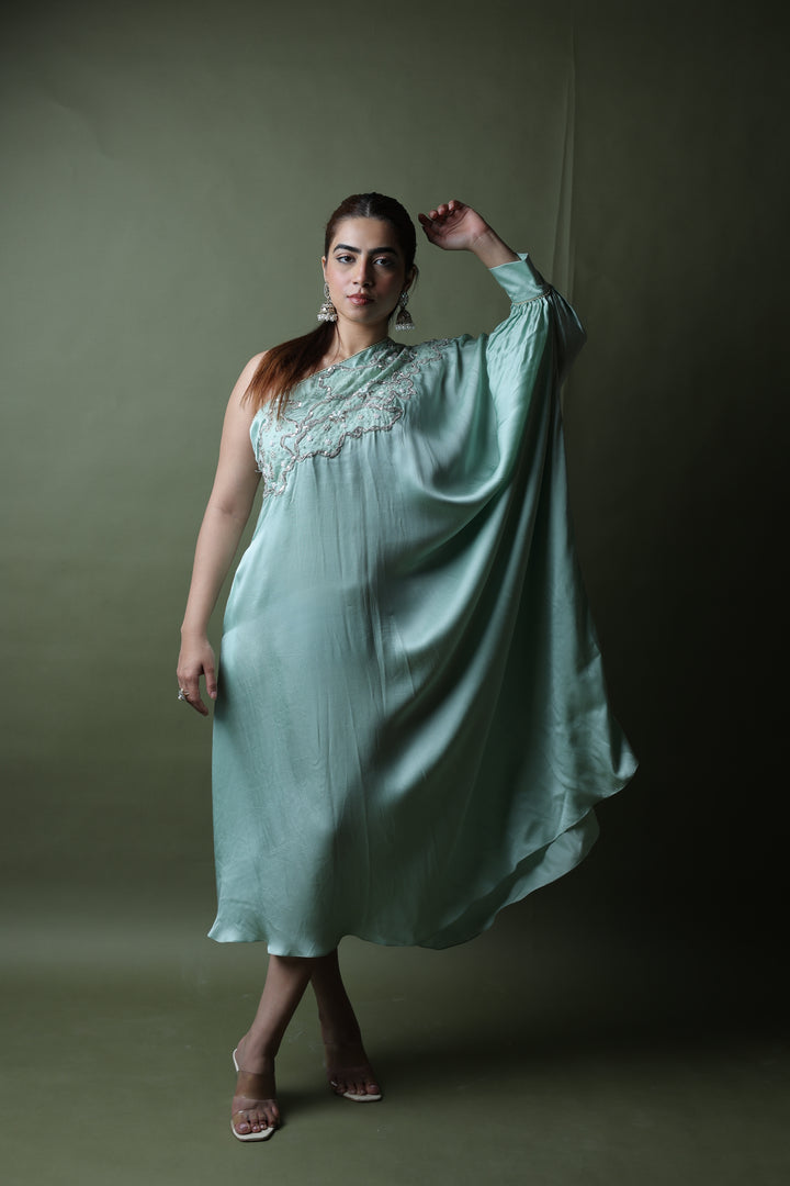 Verdant Sequin Embroidered Kaftan Dress