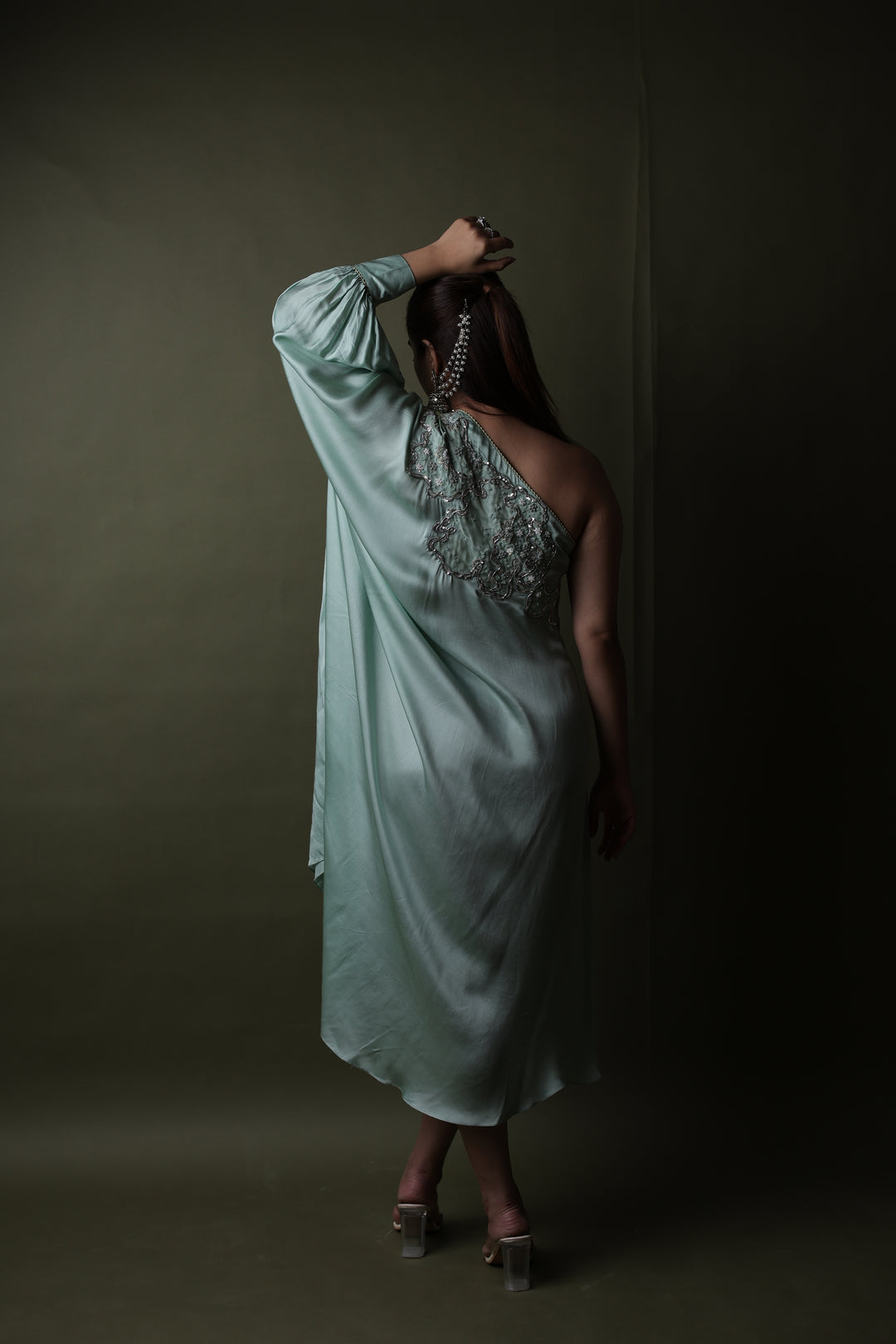 Verdant Sequin Embroidered Kaftan Dress