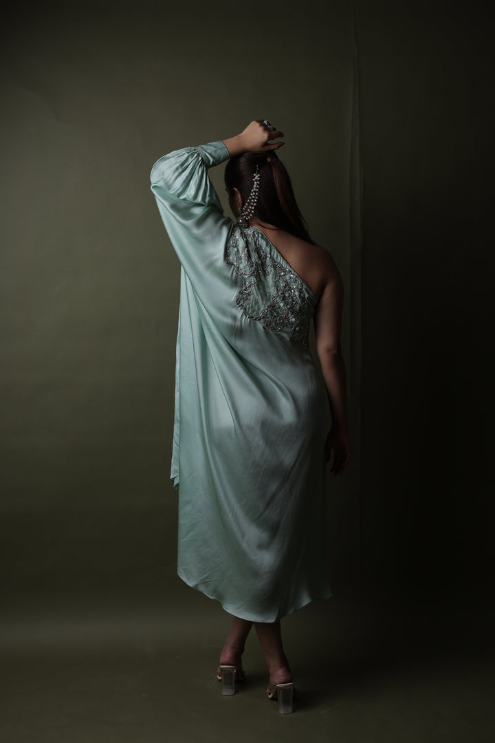 Verdant Sequin Embroidered Kaftan Dress