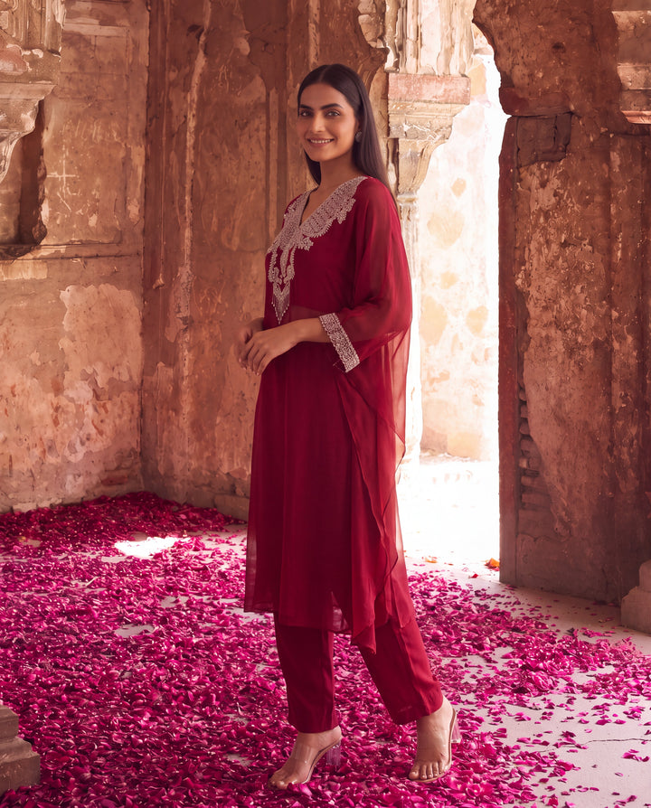 Royal Purple Organza Kaftan Set