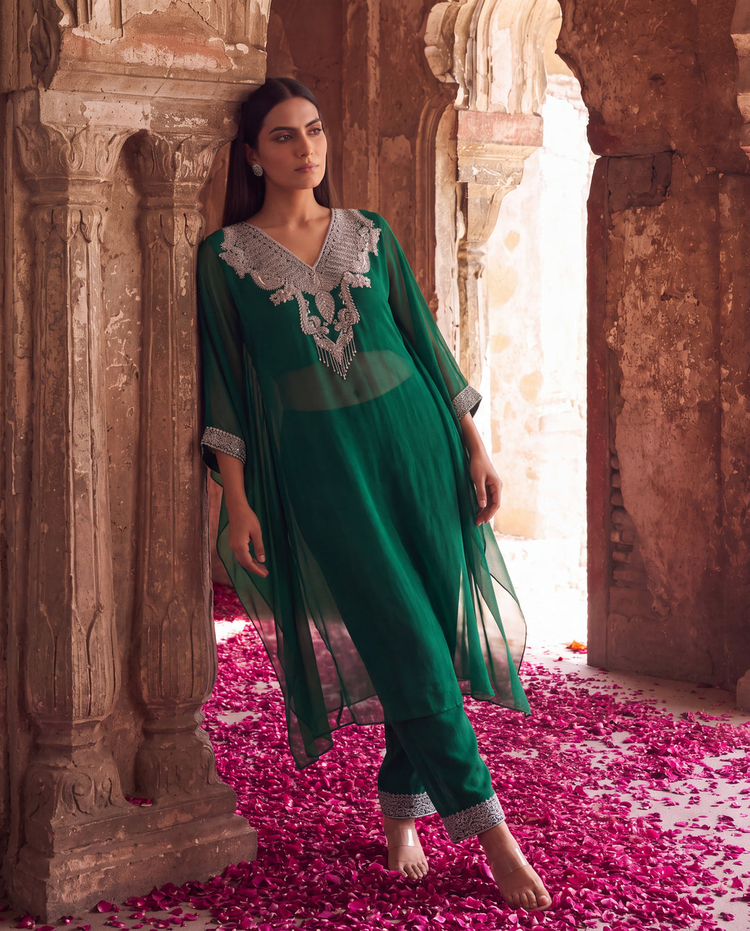Royal Purple Organza Kaftan Set