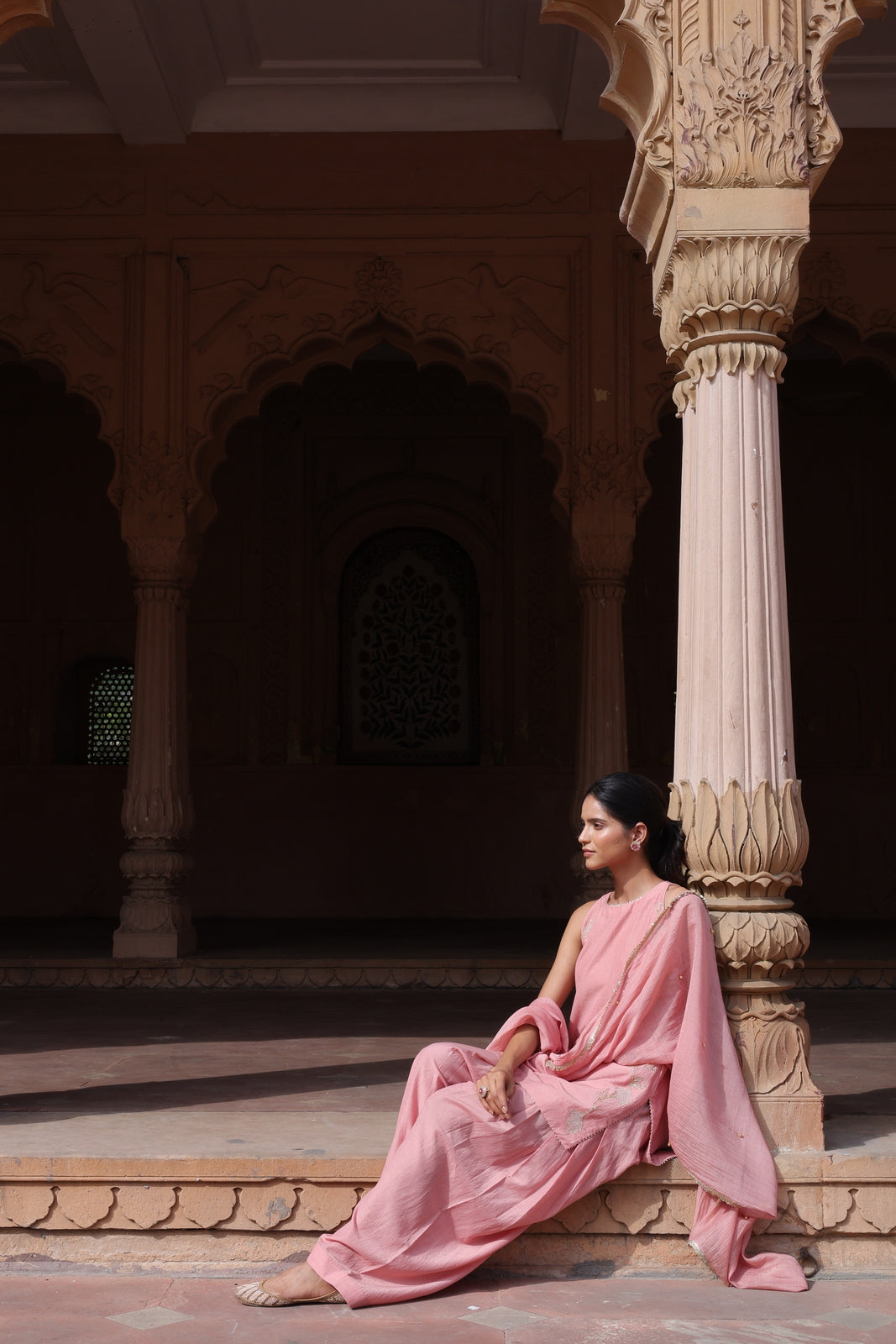 Rose Embroidered Halter Neck Salwar Set