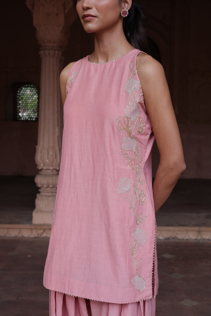 Rose Embroidered Halter Neck Salwar Set