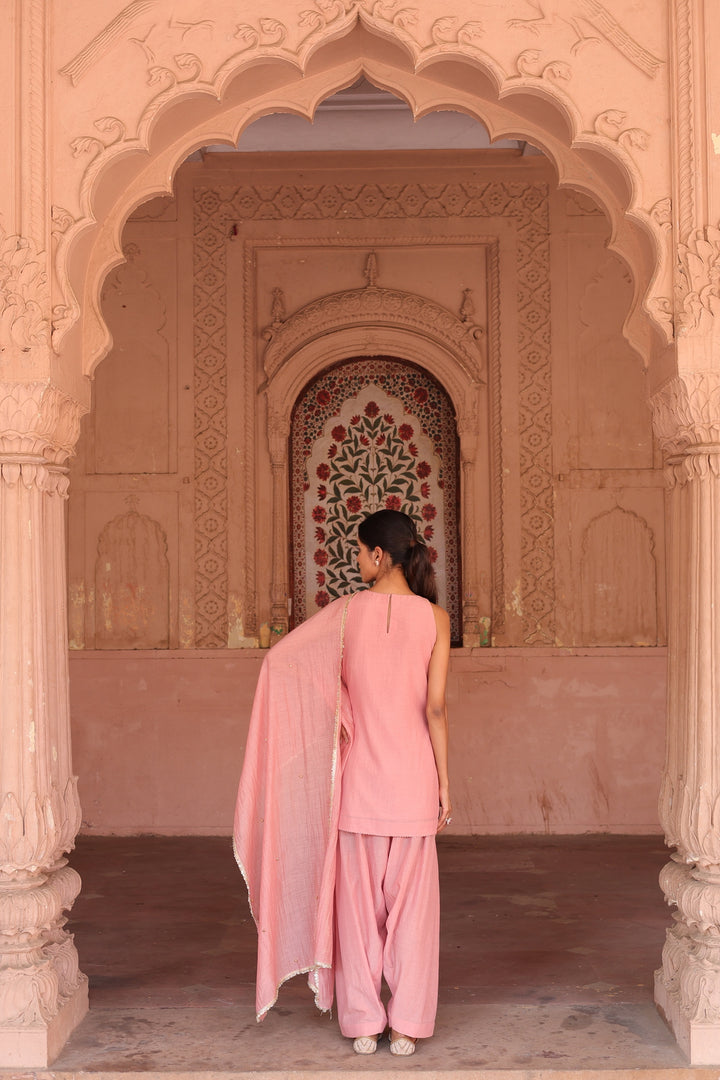 Rose Embroidered Halter Neck Salwar Set