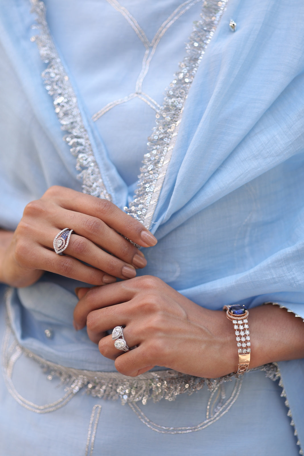 Azure Embroidered Chanderi Kurta & Farsi Salwar Set