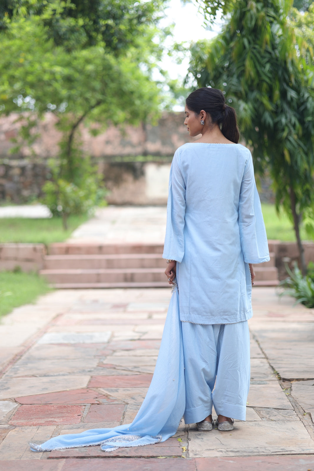 Azure Embroidered Chanderi Kurta & Farsi Salwar Set