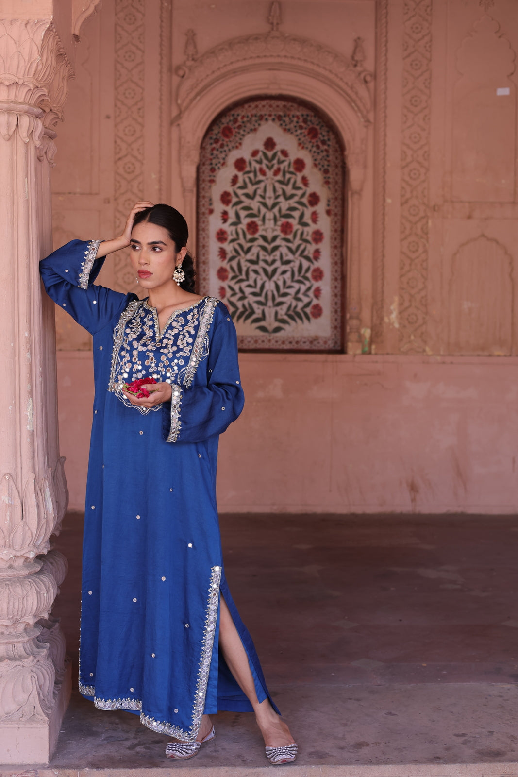 Sapphire Grace: Mirror-Embellished Royal Blue Kurta Set