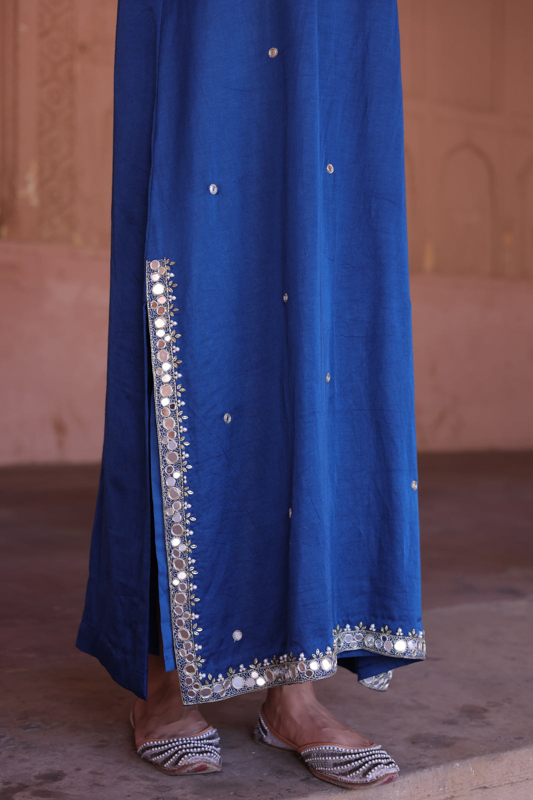 Sapphire Grace: Mirror-Embellished Royal Blue Kurta Set