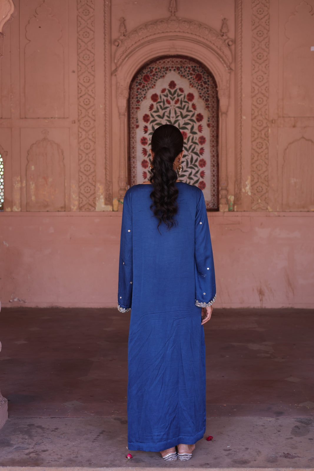 Sapphire Grace: Mirror-Embellished Royal Blue Kurta Set