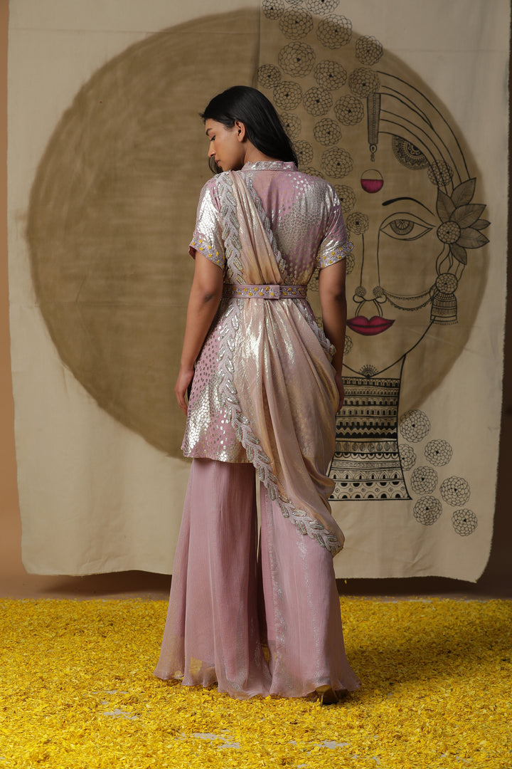 Lilac Kurta Set with Draped Dupatta