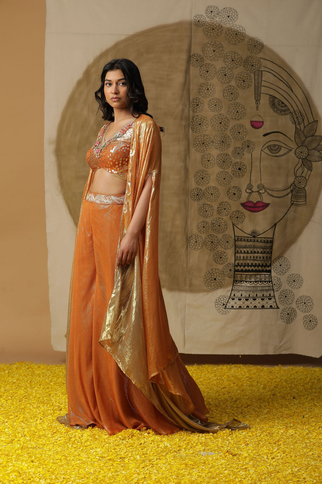 Orange Georgette Cape Set