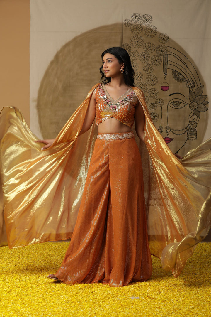 Orange Georgette Cape Set