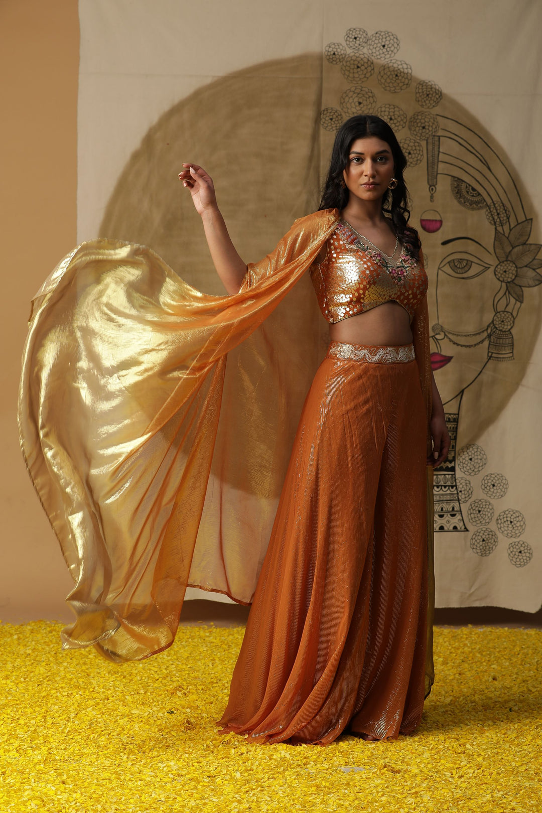 Orange Georgette Cape Set