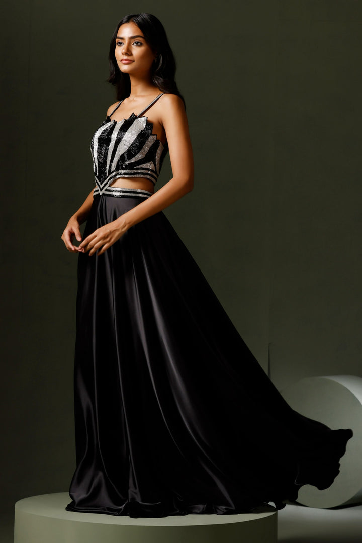 The Kamal Black & Silver Gown