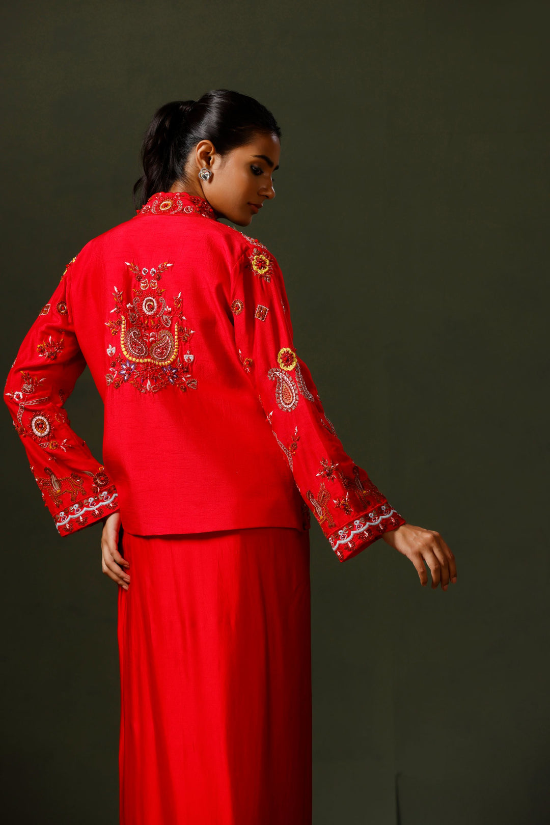 The Surkh Red Embroidered Lehenga Set