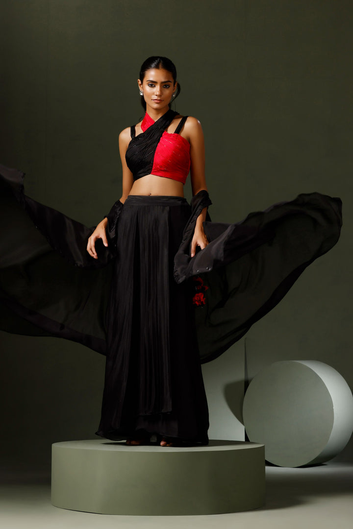 Red and Black Cape Set