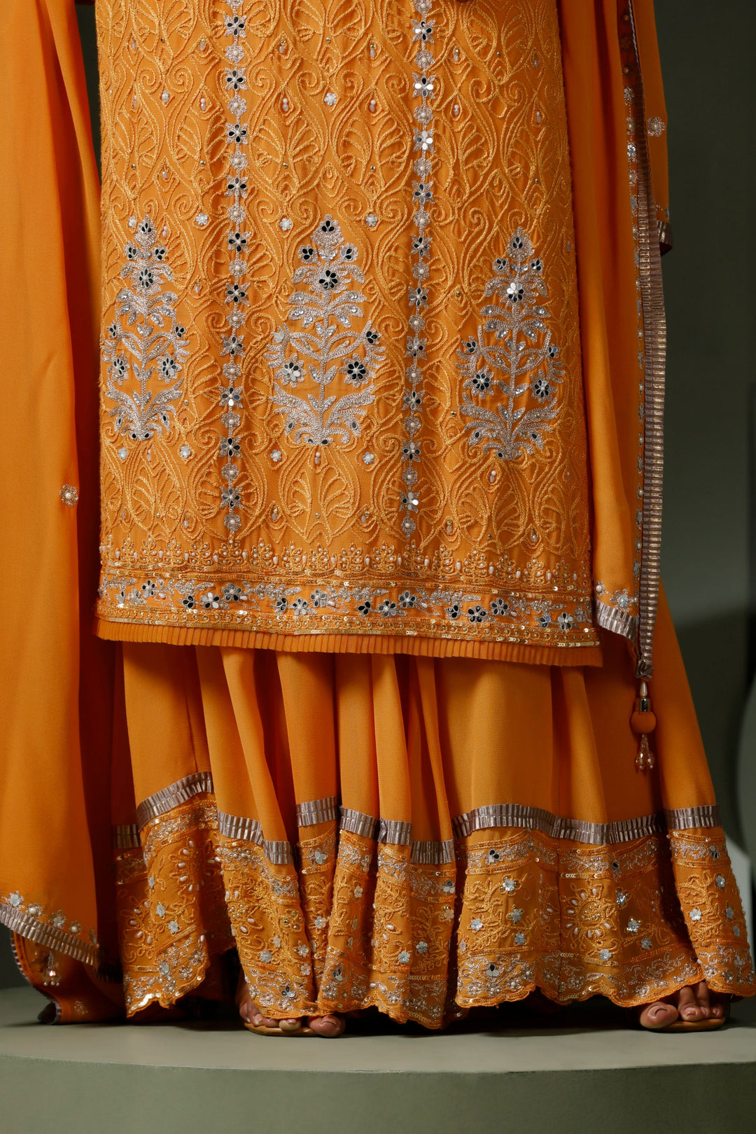 Orange Sharara Set with Single Taar