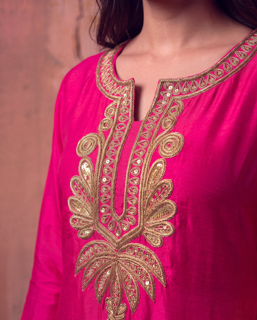 Gulnaar Zardozi silk Farshi Set