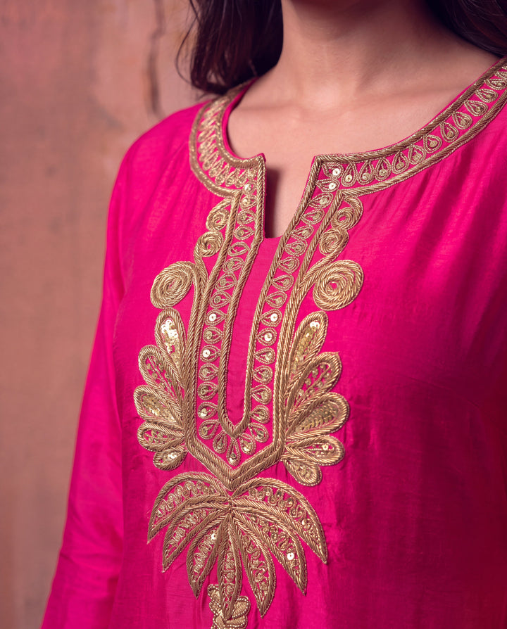Gulnaar Zardozi silk Farshi Set