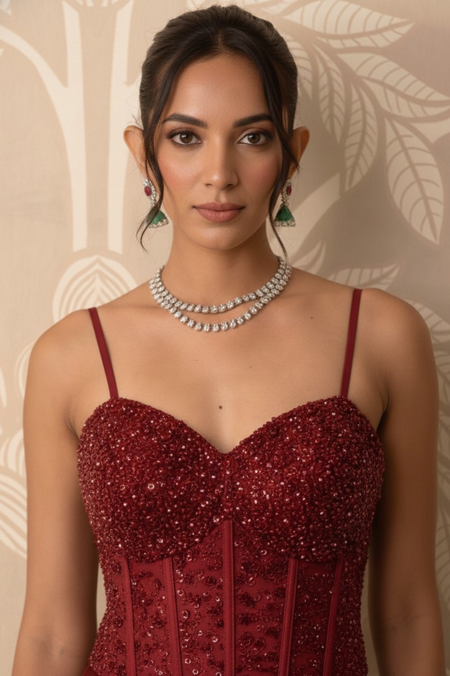 Crimson Desire Structured Corset & Satin Gown