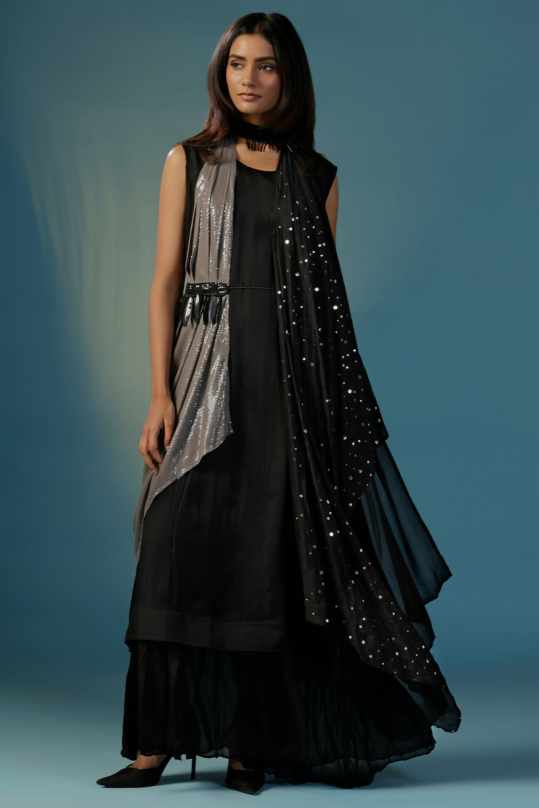 The  Black Cape Set Dress