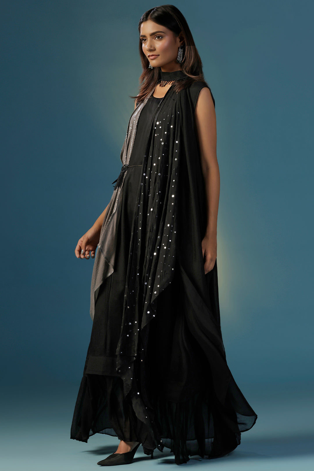 The  Black Cape Set Dress