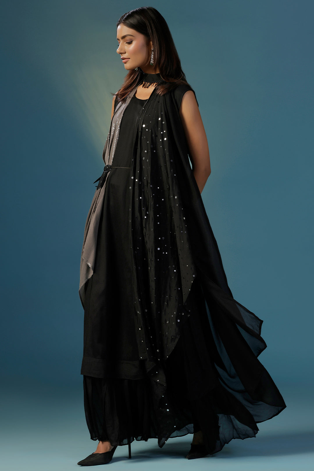 The  Black Cape Set Dress