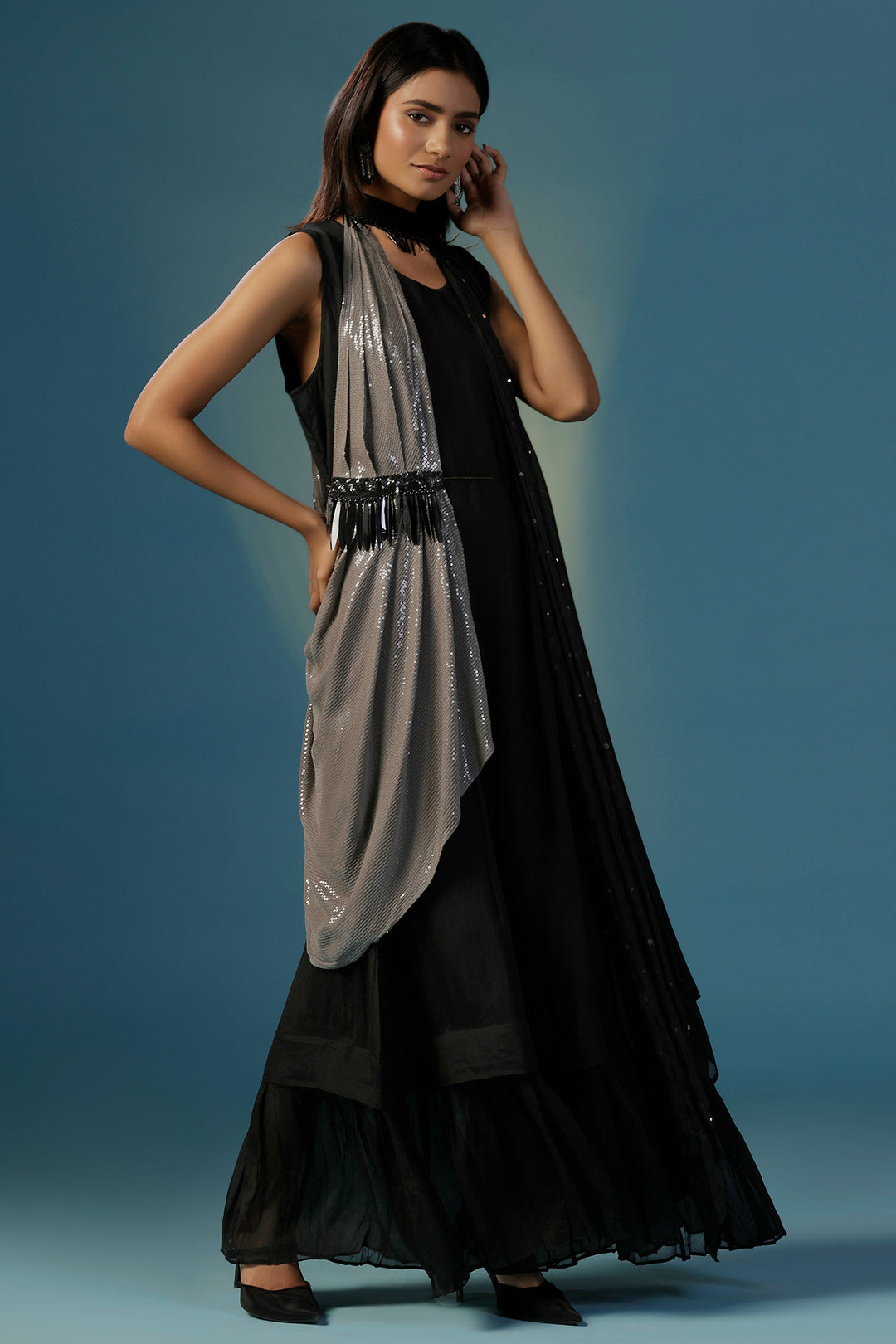 The  Black Cape Set Dress