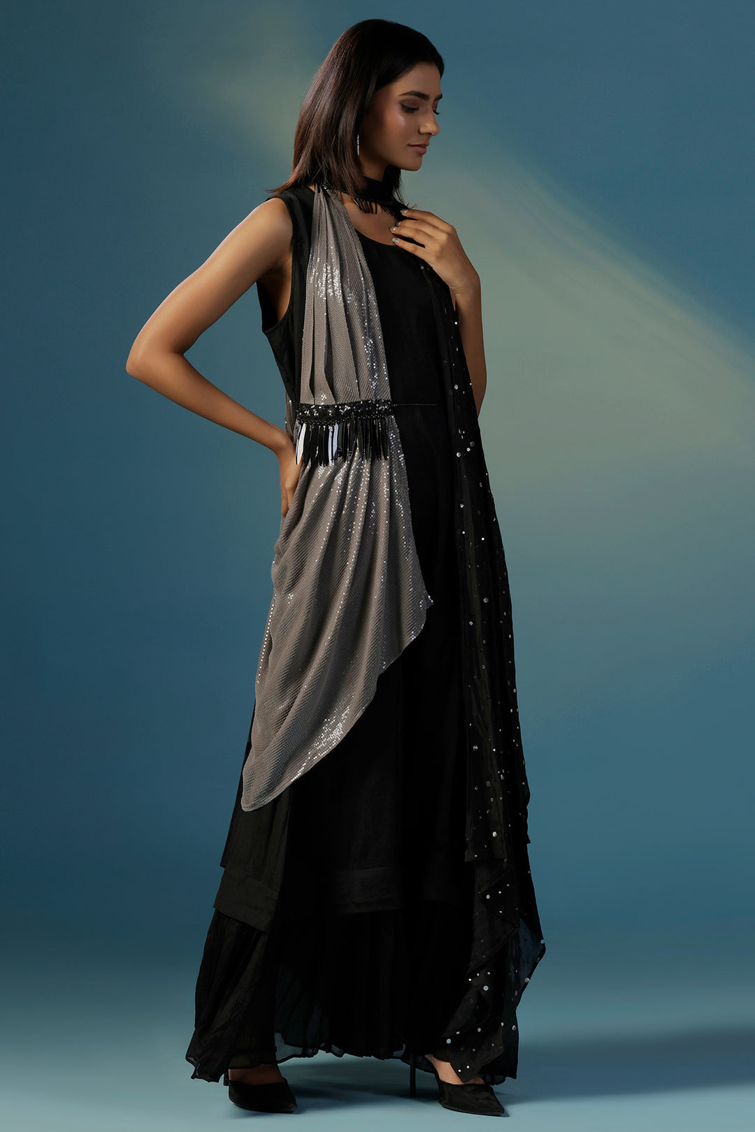 The  Black Cape Set Dress