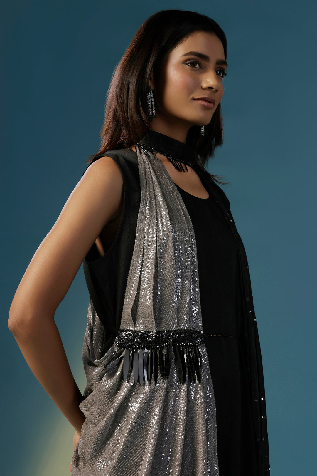 The  Black Cape Set Dress