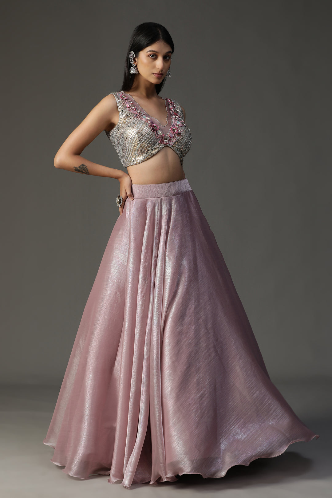 Lilac Embellished Lehenga Set