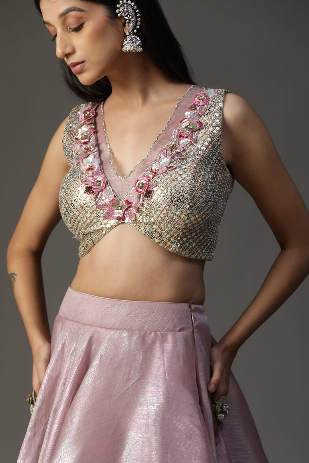 Lilac Embellished Lehenga Set